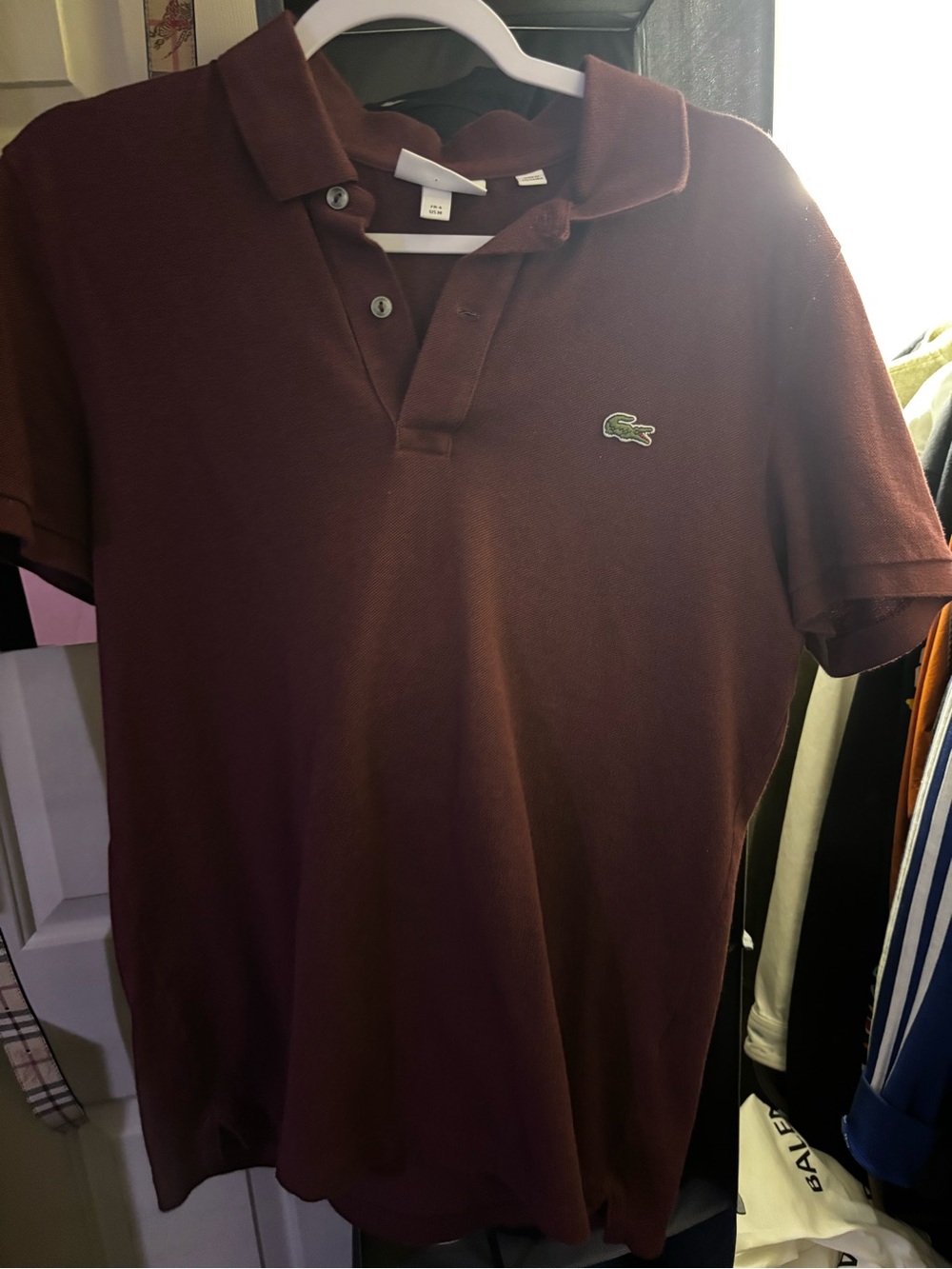 Lacoste Men’s Maroon Polo Shirt with Croc Logo